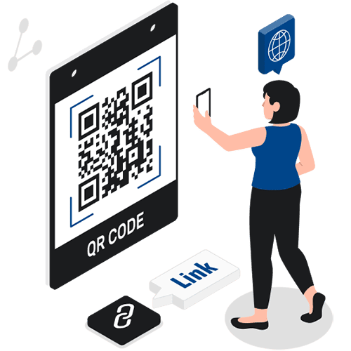 ilustração de pessoa escaneando QRcode