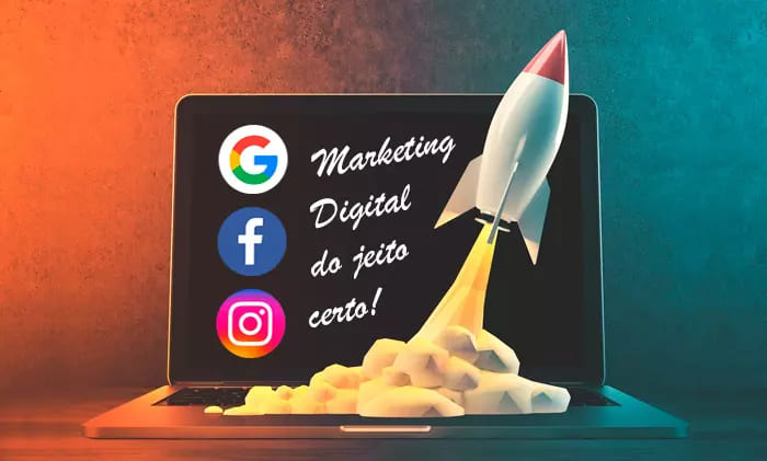 imagem de um foguete subindo, representando o marketing digital